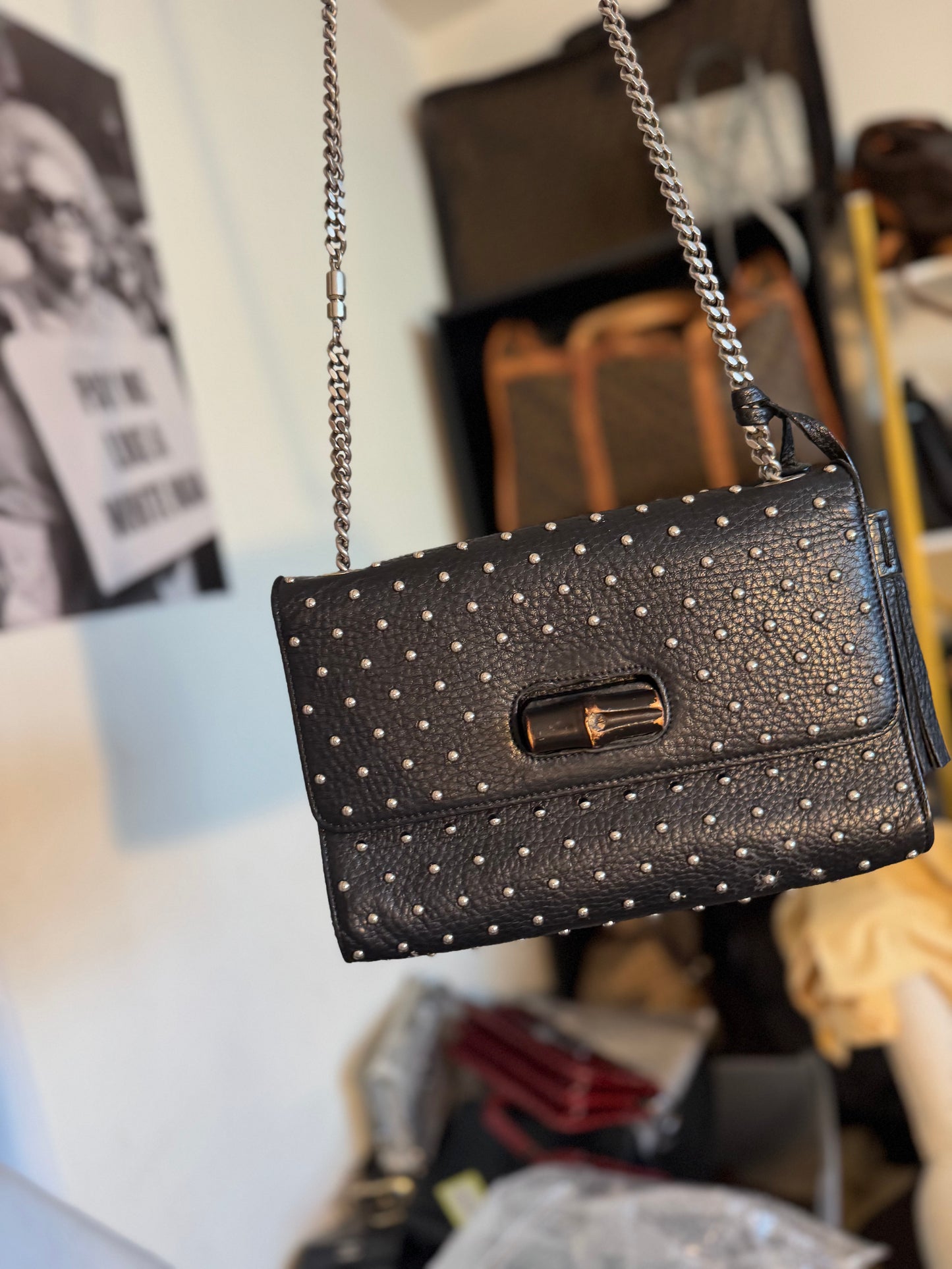 Gucci studded Calfskin Miss Bamboo bag