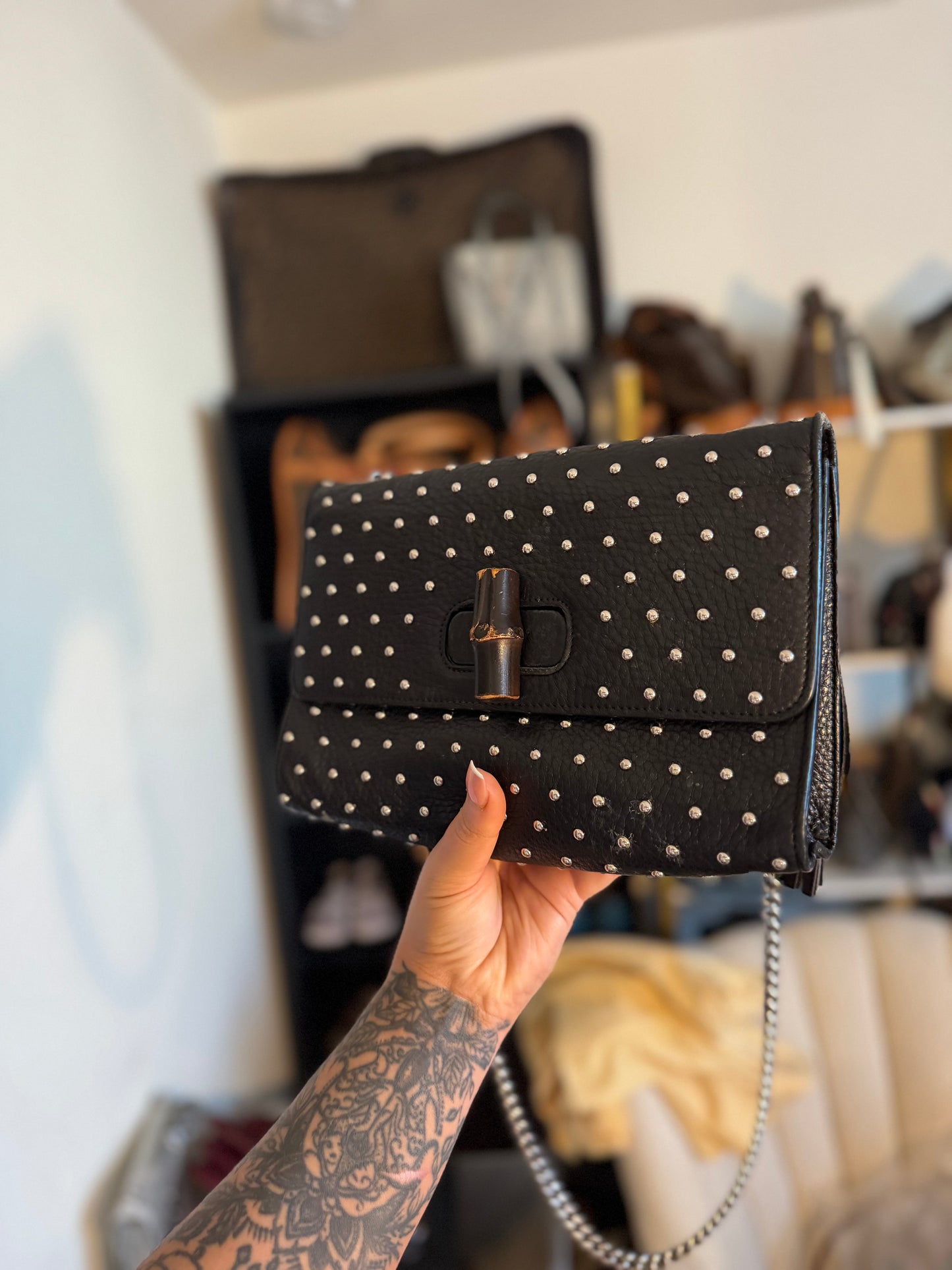 Gucci studded Calfskin Miss Bamboo bag