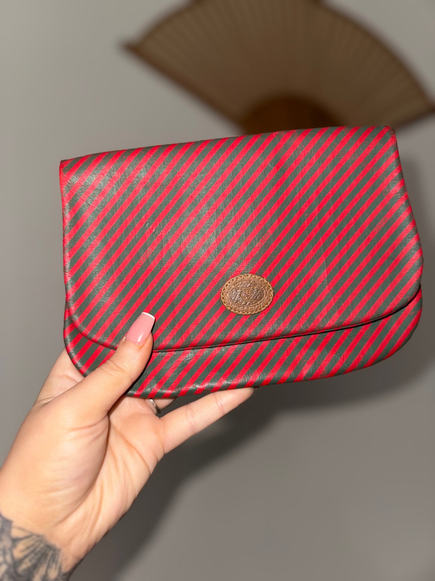 Gucci vintage striped clutch bag