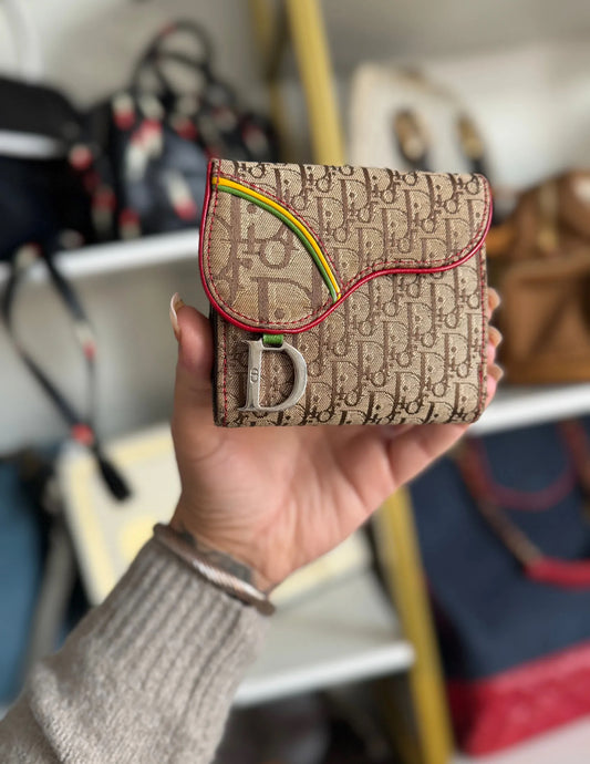 Dior Vintage Rasta saddle wallet
