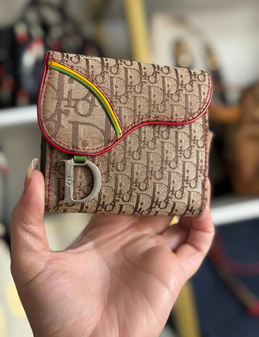 Dior Vintage Rasta saddle wallet